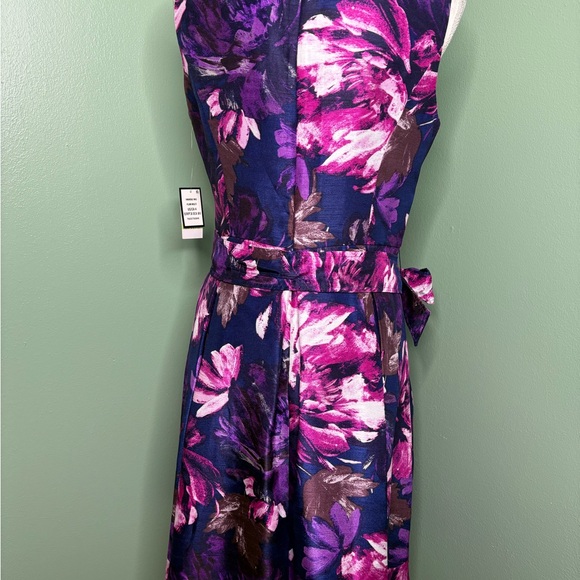Nine West NWT Floral Mini Dress - Purple and Pink zipper 4 - Picture 3 of 10